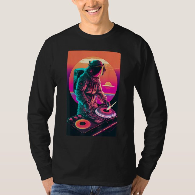 T-shirt Astronaut DJ DJing in Space EDM cool Vaporwave Gra (Devant)