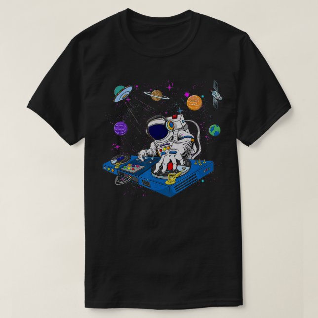 T-shirt Astronaut DJ Psychedelic Music Techno EDM Festival (Design devant)