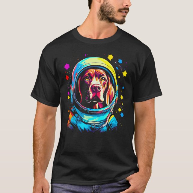 T-shirt Astronaut Dog German Shorthaired Pointer (Devant)