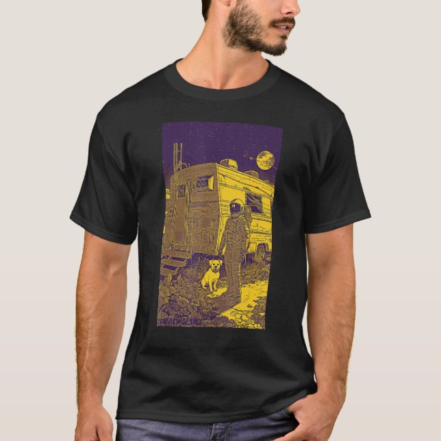 T-shirt Astronaut Dog Space  No Place Like Home  Cool Grap (Devant)