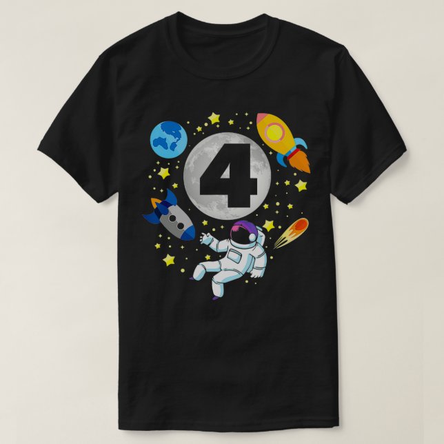 T-shirt Astronaut Espace 4ème Anniversaire 4 ans Anniversa (Design devant)