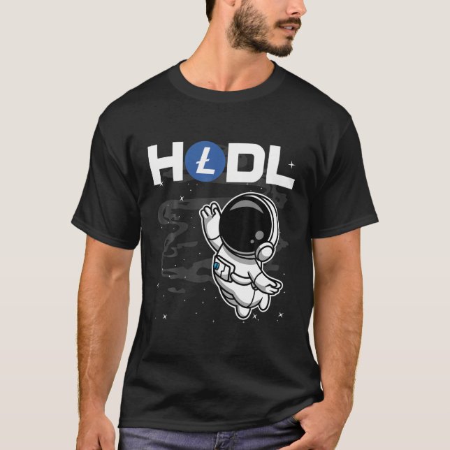 T-shirt Astronaut HODL Litecoin LTC Coin To The Moon Crypt (Devant)