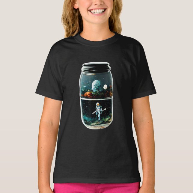 T-shirt Astronaut in Mason Jar  Crazy Art  Universe  Abstr (Devant)