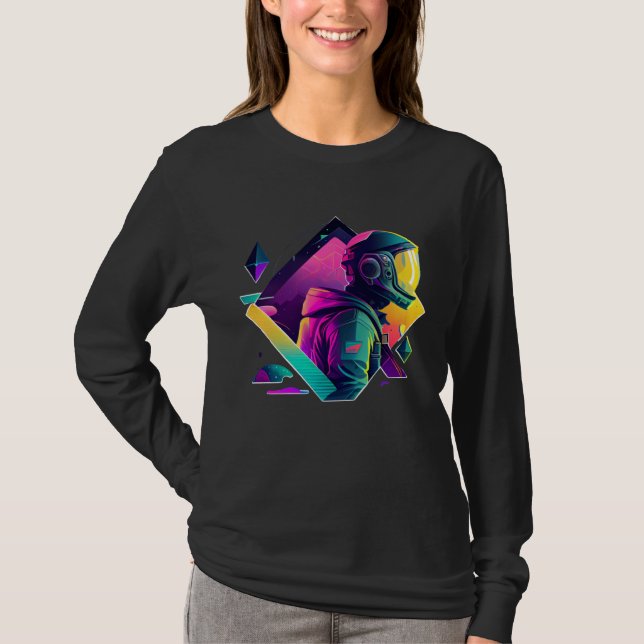 T-shirt Astronaut in Space Aesthetic Wave Planet Eclipse   (Devant)
