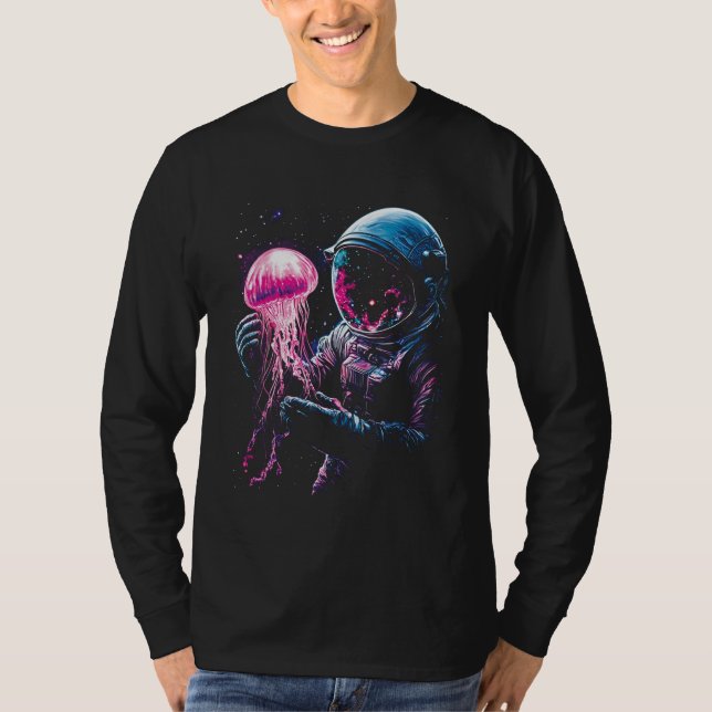 T-shirt Astronaut Jellyfish Outer Space Explorer Galaxy Sc (Devant)