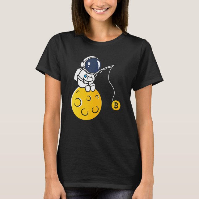 T-shirt Astronaut Moon Fishing BTC Crypto Cryptocurrency B (Devant)