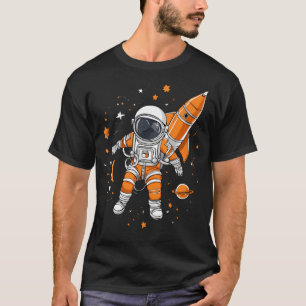 T-shirt Astronaut Planet Cartoon Style Galaxy Star pour en
