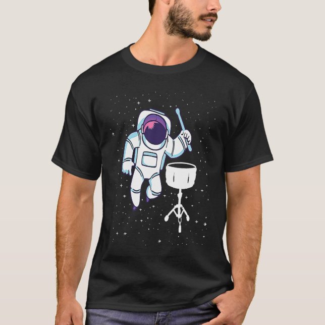 T-shirt Astronaut Playing Snare Percussion Snare Drummer (Devant)