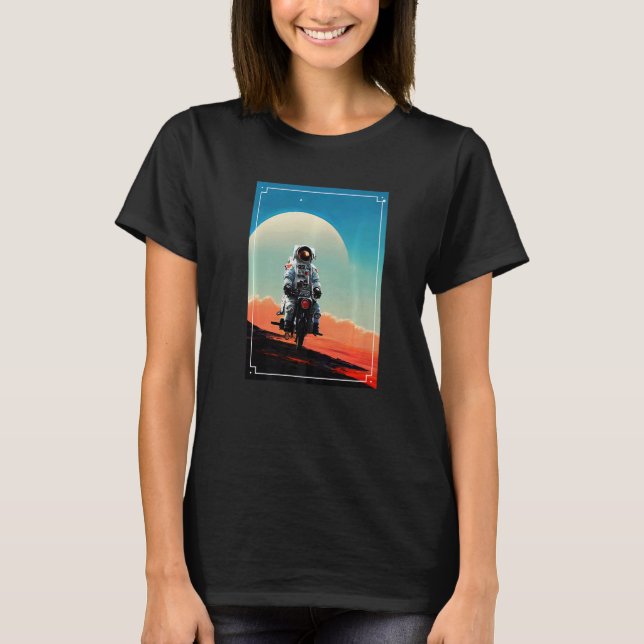 T-shirt Astronaut Riding A Motorcycle In Space  1 (Devant)