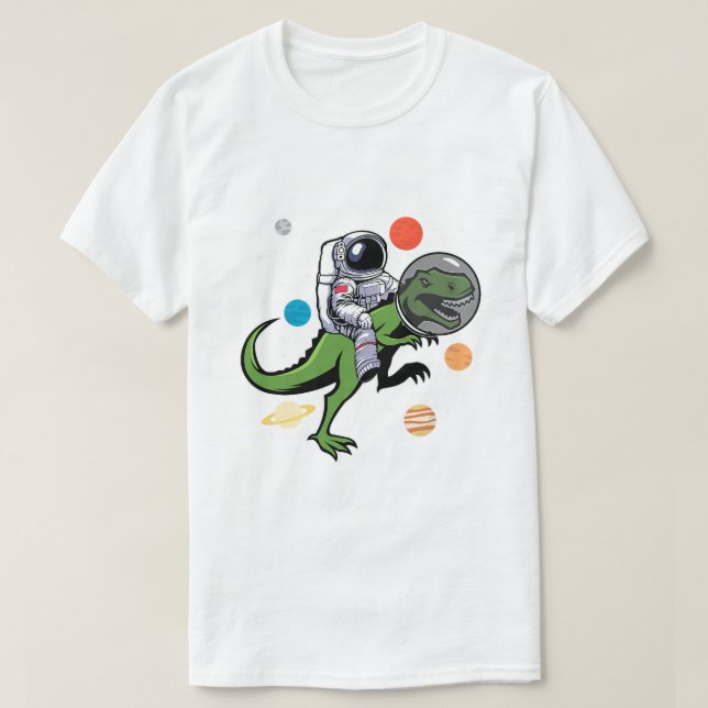 T-shirt Astronaut Riding T Rex Dinosaur Astro Space (Design devant)