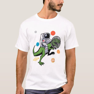 T-shirt Astronaut Riding T Rex Dinosaur Astro Space