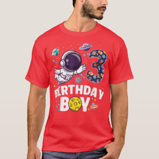 T-shirt Astronaut Space Thème Party 3 ans Anniversaire B