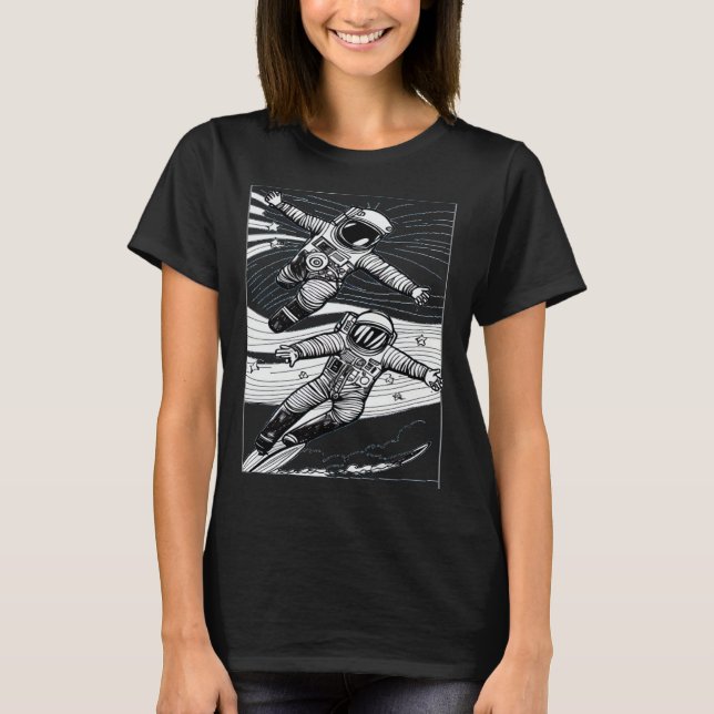T-shirt Astronaut Surfing in a Space Wave (Devant)