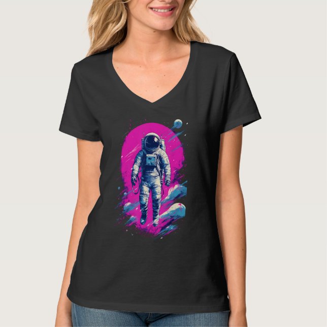 T-shirt Astronaut Vaporwave Aesthetic Retro Glitch Spacema (Devant)