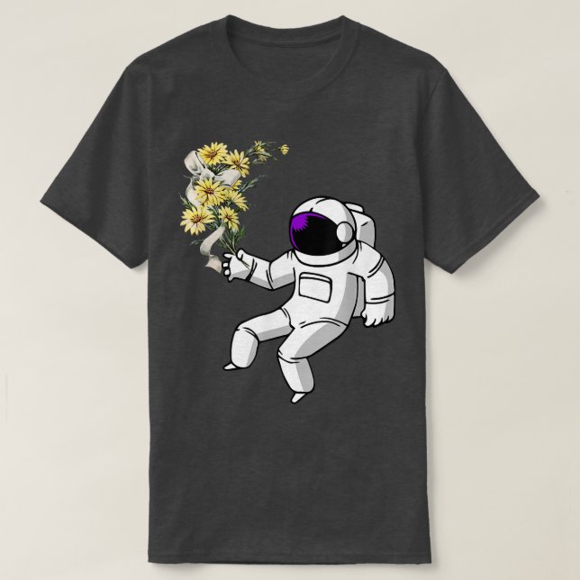 T-shirt Astronaut With Flowers  (Design devant)