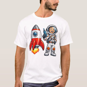 T-shirt Astronaute avec fusée dessin animé art spatial