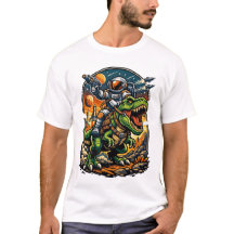 Astronaute chevauchant un T-Rex – Dinosaure spatia