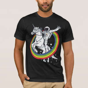T-Shirt Astronaute Chevauchant une Licorne