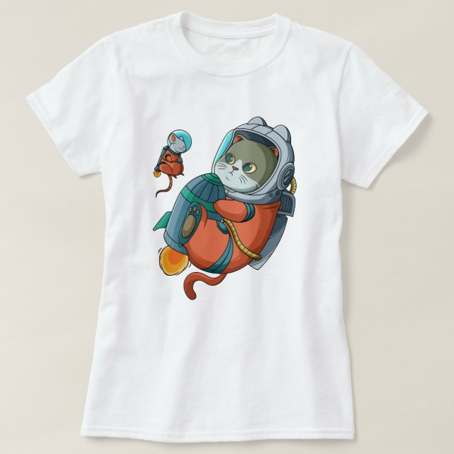 T-shirt astronaute de chat (Design devant)