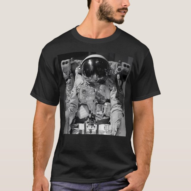 T-shirt Astronaute De L'Espace Noir Et Blanc (Devant)