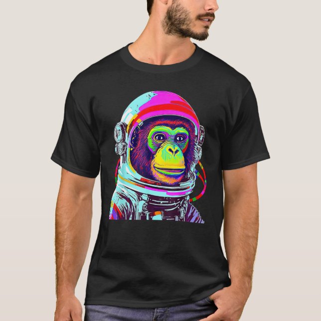 T-shirt Astronaute de singe coloré Explorateur de l'espace (Devant)