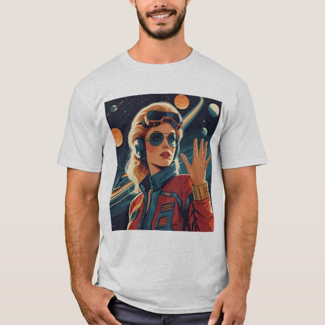 T-shirt Astronaute féminine galactique (Devant)