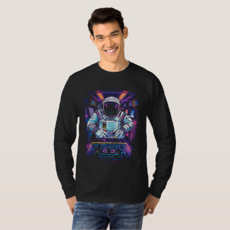 T-shirt Astronaute néon Graphisme Exploration spatiale cos