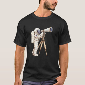 T-shirt Astronaute observant les étoiles avec un télescope