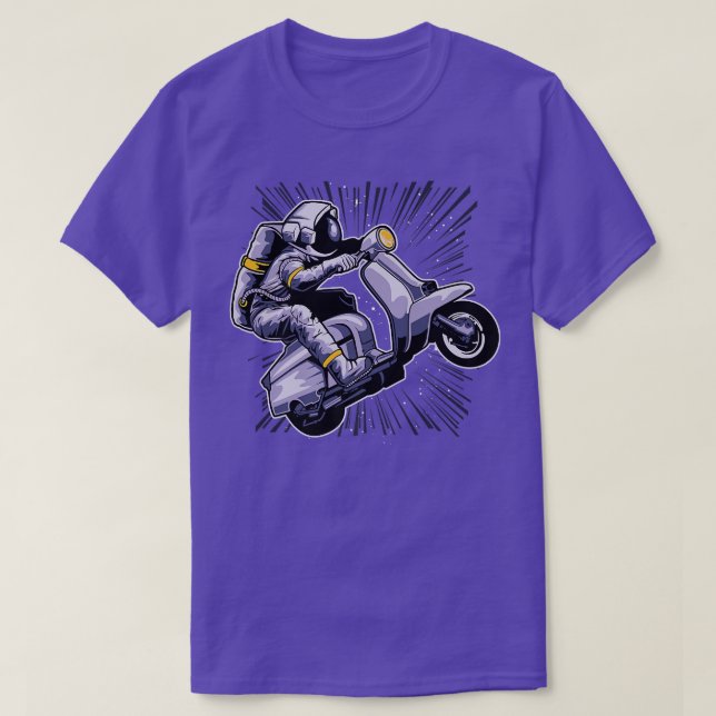 T-shirt Astronaute On Moped Driving Driver Space Universe  (Design devant)
