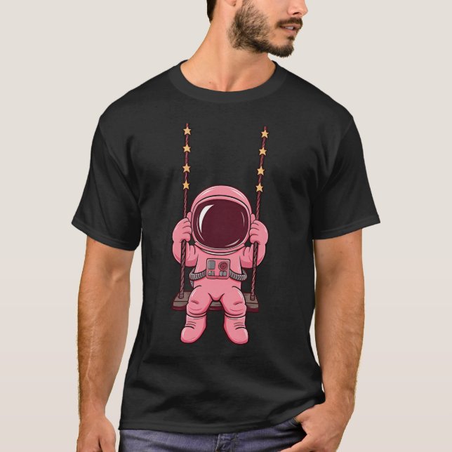 T-shirt Astronaute Rose En Pleine Neige - Astronaute Mélan (Devant)