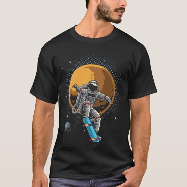 T-shirt astronaute skateboard drôle, Retro (Devant)