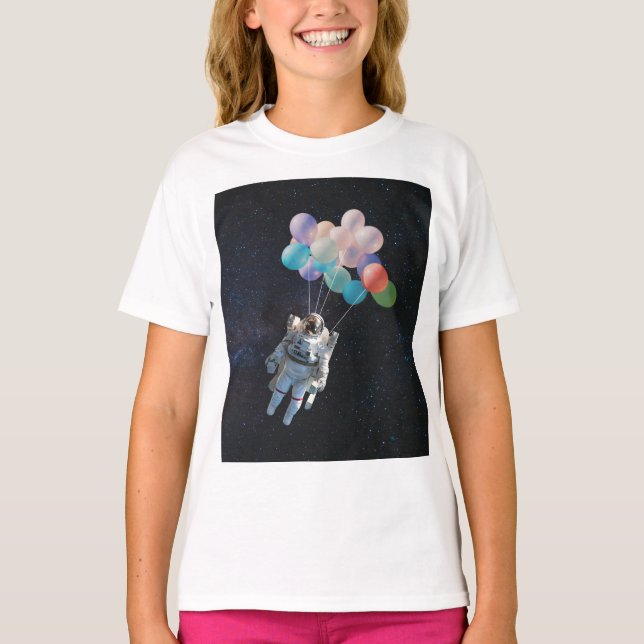 T-shirt Astronaute Stars & Space Colorful Balloons (Devant)