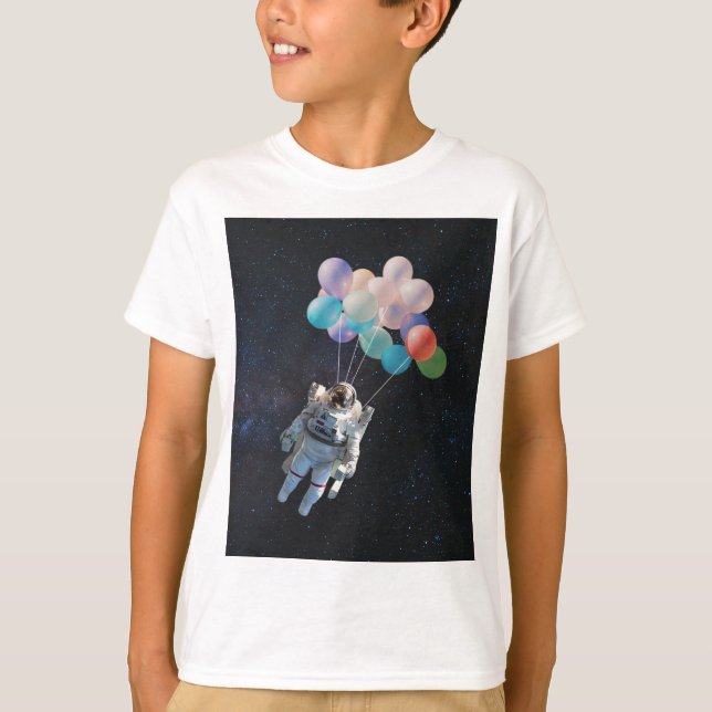 T-shirt Astronaute Stars & Space Colorful Balloons (Devant)