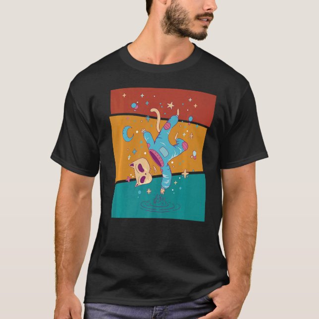 T-shirt Astronaute vintage de chats spatiaux (Devant)