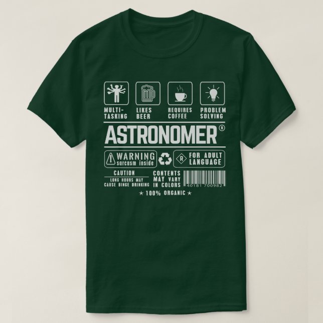 T-shirt Astronome Multitâche Bière Problème de café Solvin (Design devant)