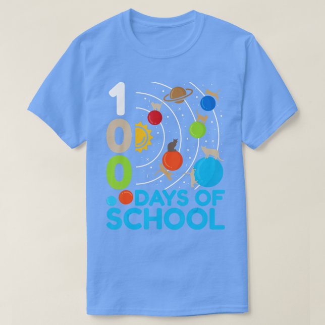 T-shirt Astronomie du système solaire planétaire Cat 100 j (Design devant)