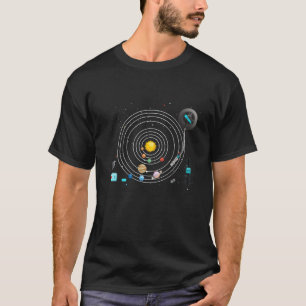 T-shirt Astronomie Planètes Vinyls Tourne-disque Système
