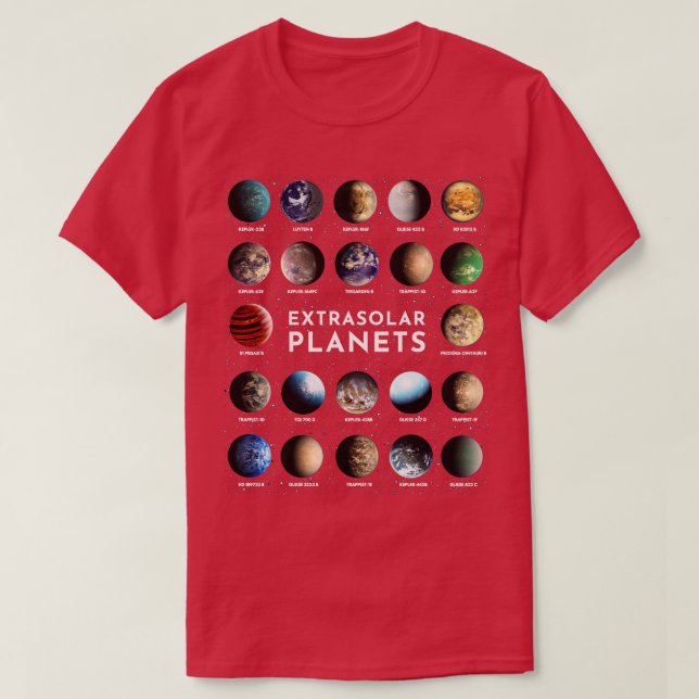 T-shirt Astronomie spatiale de la planète extra-asolaire E (Design devant)