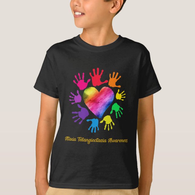 T-shirt Ataxia Telangiectasia Sensibilisation Paix Aimer H (Devant)