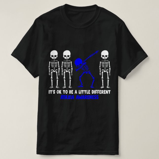 T-shirt Ataxia Warrior bleu Ruban Sensibilisation maladie  (Design devant)