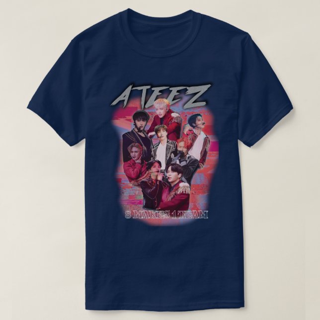 T-SHIRT ATEEZ KPOP MERCH ANCIEN RETRO KNOCK OFFRE UNE MERC (Design devant)