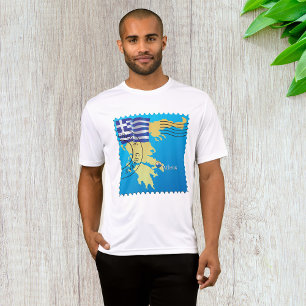T-shirt Athènes Grèce Horloge grecque Drapeau et carte
