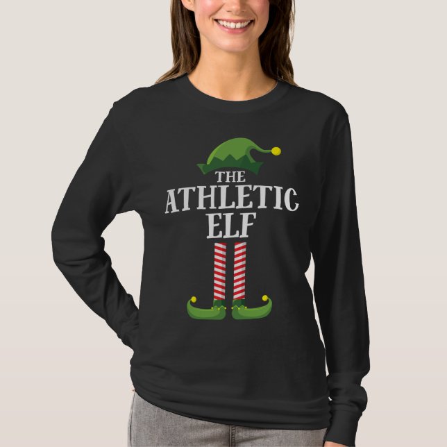 T-shirt Athletic Elf Correspondant Famille de Noël (Devant)