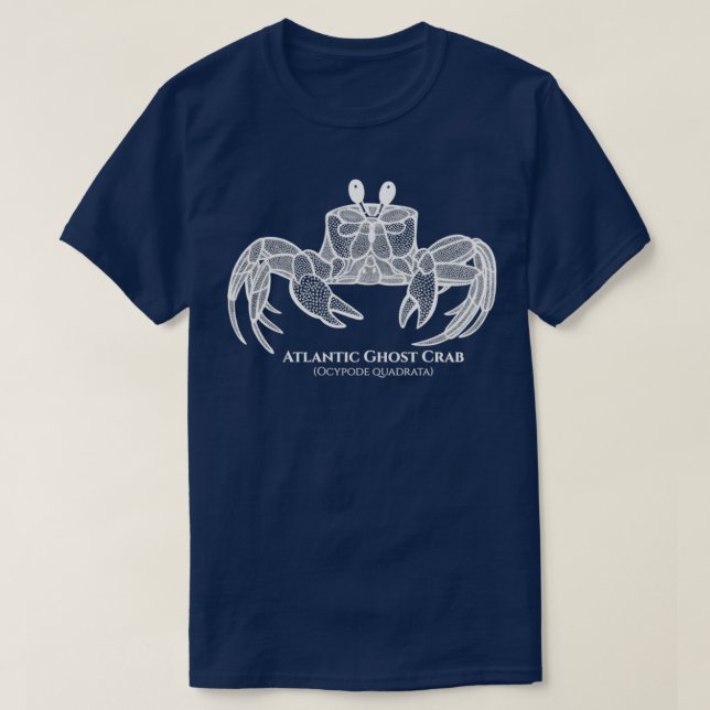 T-shirt Atlantic Ghost Crab with Names animal design on bl (Design devant)