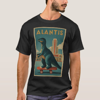 T-shirt Atlantis” Art Deco Dino on Skateboard