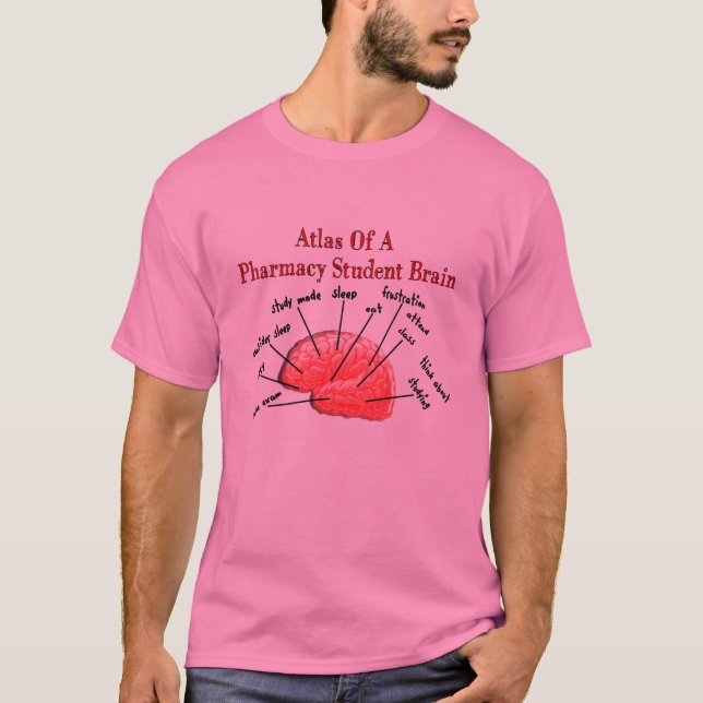 T-shirt Atlas d'un cerveau étudiant en pharmacie (Devant)