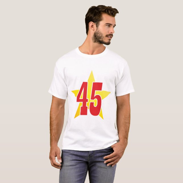 T-shirt Atout 45 d'or sur le blanc (m) (Devant entier)