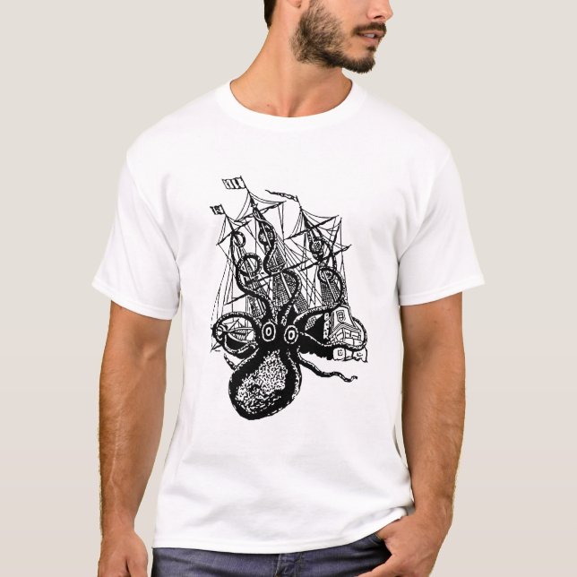 T-shirt Attaque de Kraken ! Attaque géante de poulpe (Devant)