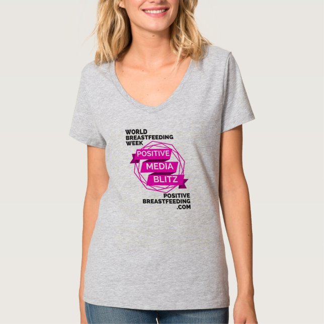 T-shirt Attaque éclaire positive V de médias - pièce en t (Devant)