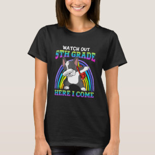 T-shirt Attention 5e année ici je viens Chien Bulldog Reto